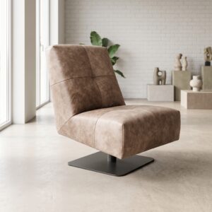 Retro Design Sessel Beige Leder