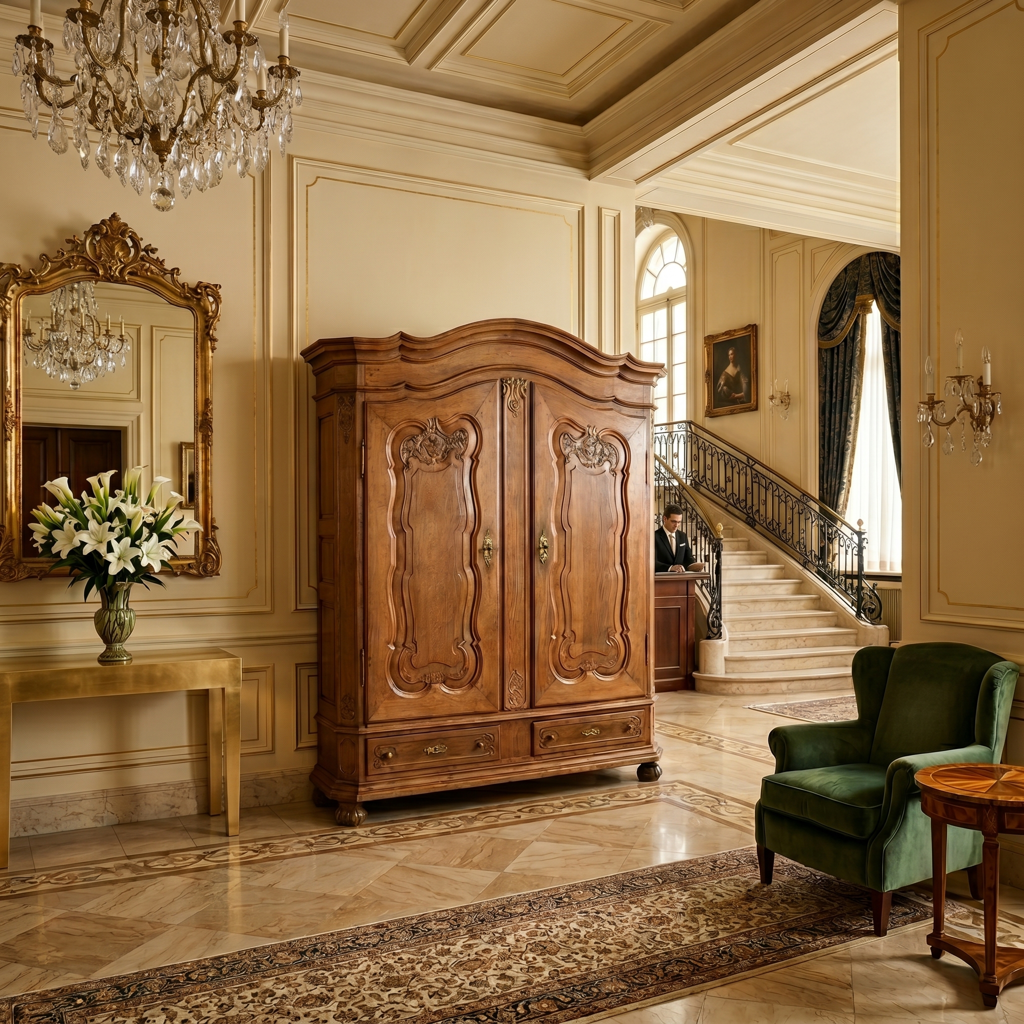 Bergischer Kleiderschrank Schrank Barock 1780 Eiche – Bild 2