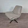 Design Sessel Beige Leder – Bild 4