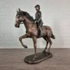 Skulptur Deko-Figur Pferd mit Reiterin Bronze 1,20 m