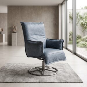 Design Sessel Blau-Grau Leder