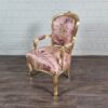 Barockstuhl Stuhl Barockstil Blumen Gold-Rosa Set – Bild 5