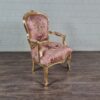Barockstuhl Stuhl Barockstil Blumen Gold-Rosa Set – Bild 2