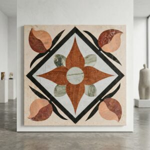 Marmorplatte Bodenplatte Tischplatte Blume 1,00 m