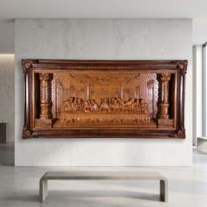 Wandbild Bild Teakholz Das Abendmahl 1,80 m