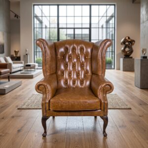 Chesterfield Herren-Sessel Leder Old-Cognac