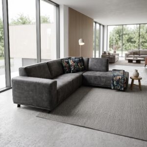 Sofa Couch Eckcouch Ecksofa Anthrazit Velours 2,52 m x 2,00 m