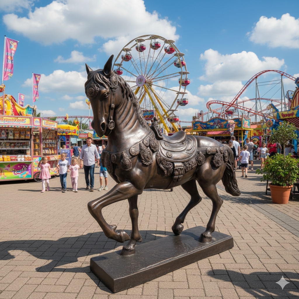 Skulptur Dekoration Karussellpferd Bronze 1,04 m – Bild 2