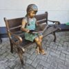 Skulptur Deko-Figur Mädchen auf Bank Bronze 1,15 m – Bild 5