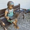 Skulptur Deko-Figur Mädchen auf Bank Bronze 1,15 m – Bild 6