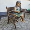 Skulptur Deko-Figur Mädchen auf Bank Bronze 1,15 m – Bild 4