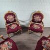 Sofa Couch & 4 Sessel Biedermeierstil Bordeaux Setpreis – Bild 5