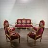 Sofa Couch & 4 Sessel Biedermeierstil Bordeaux Setpreis – Bild 2