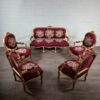 Sofa Couch & 4 Sessel Biedermeierstil Bordeaux Setpreis