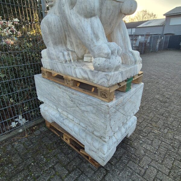 Marmor Dekoration Skulptur Löwen auf Sockel 1,65 m Set – Bild 8