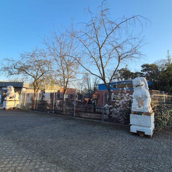 Marmor Dekoration Skulptur Löwen auf Sockel 1,65 m Set – Bild 2