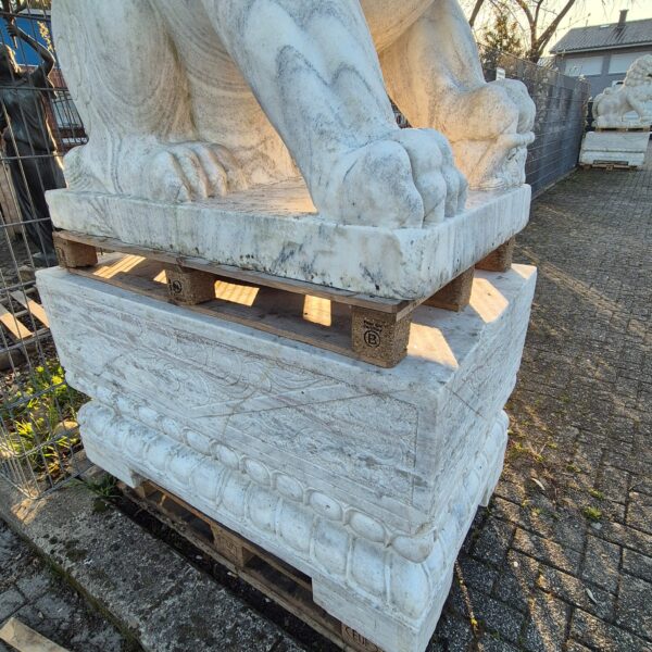 Marmor Dekoration Skulptur Löwen auf Sockel 1,65 m Set – Bild 9
