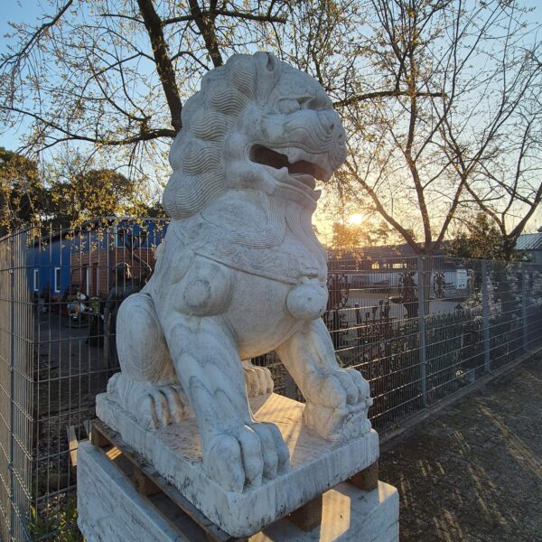 Marmor Dekoration Skulptur Löwen auf Sockel 1,65 m Set – Bild 13