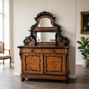 Buffetschrank Anrichte mit Aufsatz Biedermeier 1850 Nussbaum