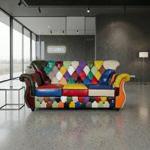 Chesterfield Sofa Couch Leder Modell Karneval 1,90 m