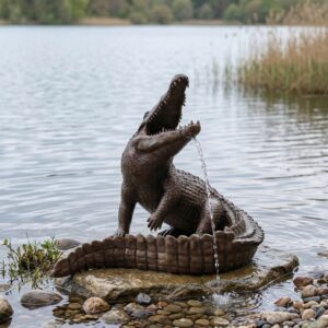 Wasserspeier Skulptur Krokodil Bronze 1,37 m
