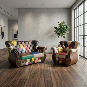 Chesterfield Couchgarnitur Modell Karneval 2-1 Leder