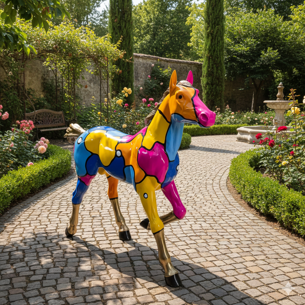 Dekoration Fohlen Pferd Bronze Pop-Art Stil 1,15 m – Bild 2