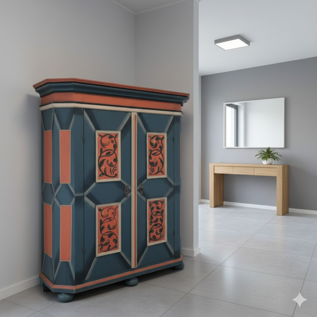 Schrank Bauernmalerei Barock 1780 – Bild 2