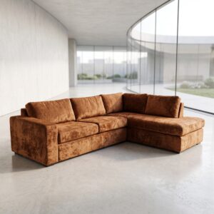 Eckcouch Ecksofa Sofa Couch Rostbraun 2,90 m x 1,90 m Velours