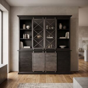 Vitrine Bücherschrank Bücherschrank Teakholz 1,92 m