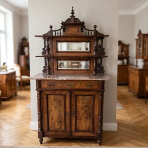 Buffetschrank Anrichte mit Aufsatz Gründerzeit 1880 Nussbaum