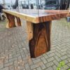 Baumstamm Stehtisch Bartisch L-Form Teakholz 3,70 m – Bild 12
