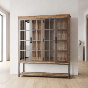 Vitrine Bücherschrank Teakholz 1,85 m