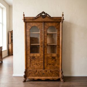 Vitrine Bücherschrank Louis Philippe 1870 Nussbaum
