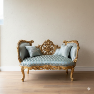 Couch Sofa Barockstil Gold-Silberblau 1,35 m