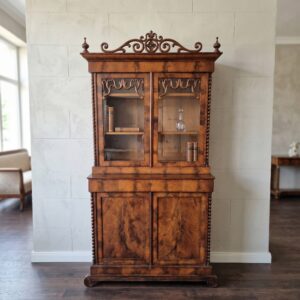 Aufsatzschrank Vitrine Biedermeier 1830 Mahagoni