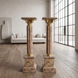 Säulen Pfeiler Marmor Braun-Beige 1,05 m Setpreis