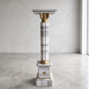 Säule Pfeiler Marmor Weiß-Grau 1,05 m