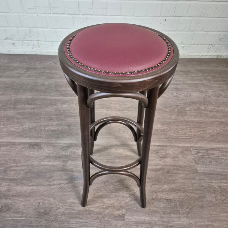 Barhocker Vintage Nussbaum Weinrot – Bild 5
