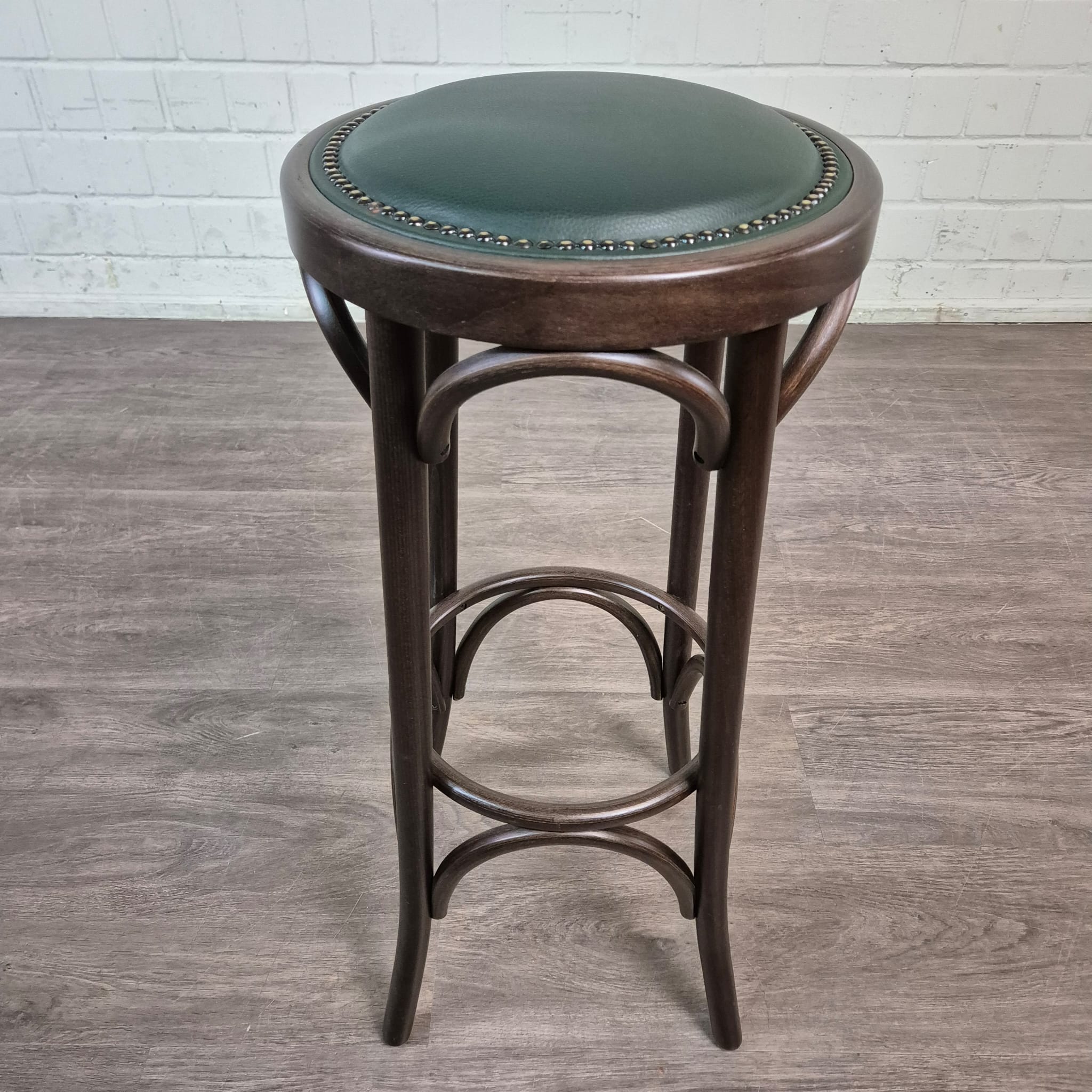 Barhocker Vintage Nussbaum Dunkelgrün – Bild 4
