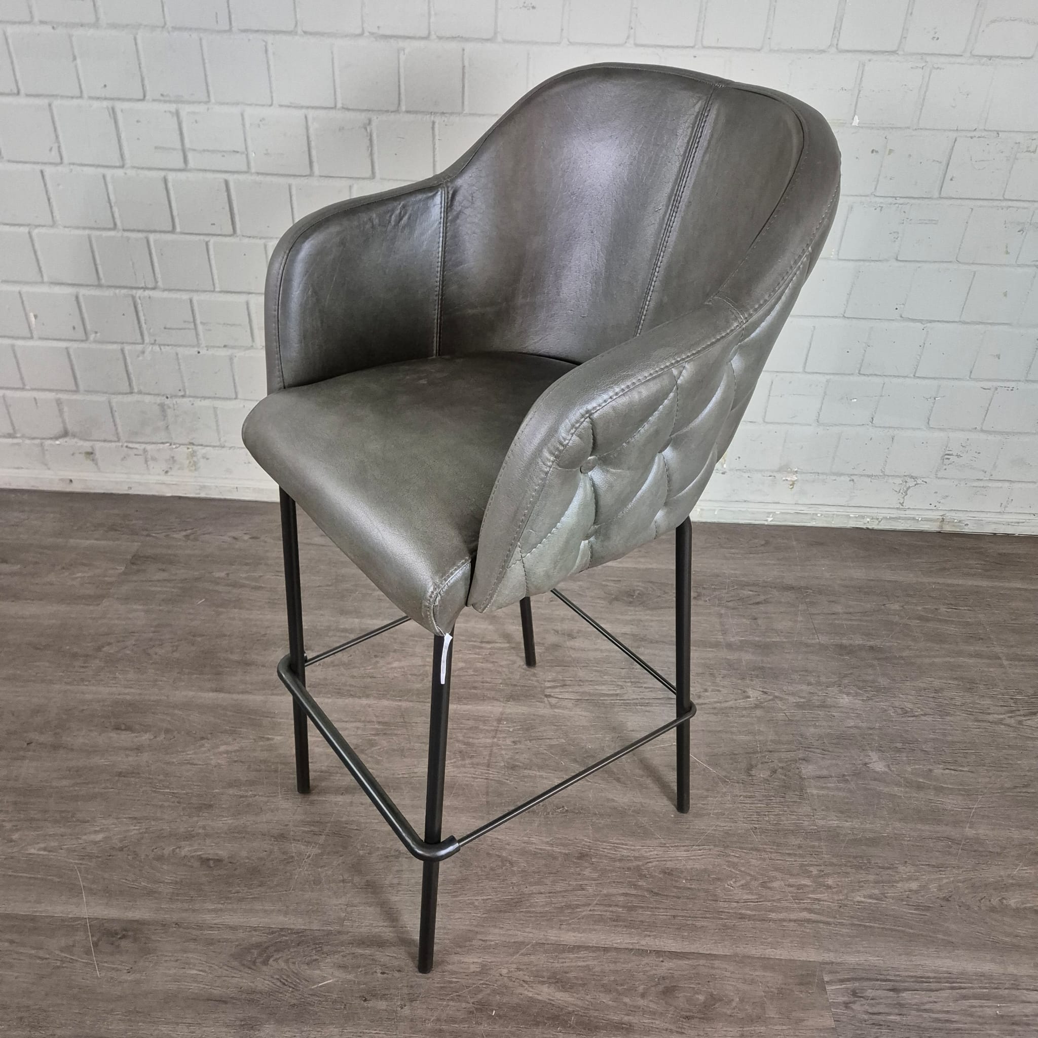 Bistrohocker Bistrostuhl Olive Leder – Bild 5