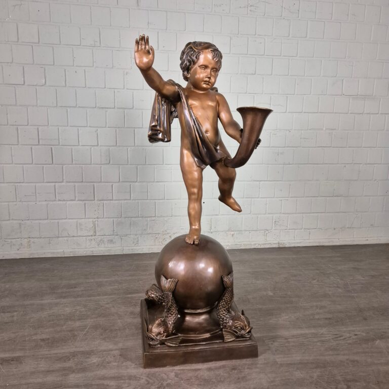 Wasserspeier Skulptur Dekoration Putte Bronze 1,25 m – Bild 19