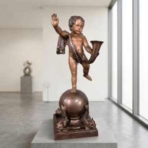 Wasserspeier Skulptur Dekoration Putte Bronze 1,25 m