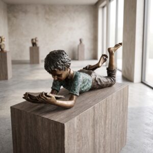 Skulptur Dekoration Junge Bronze 1,07 m
