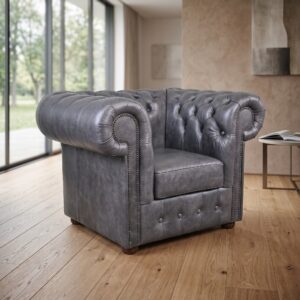 Chesterfield Sessel Leder Anthrazit