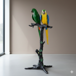 Skulptur Dekoration Papagei Ara Bronze 1,73