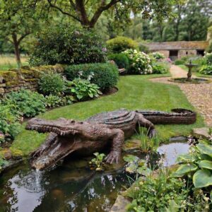 Wasserspeier Skulptur Krokodil Bronze 1,80 m