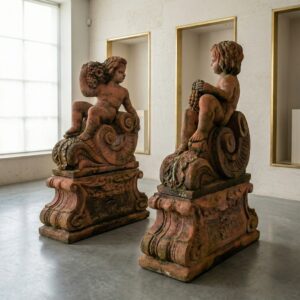 Skulptur Dekoration Putte Cherubim Set Stein 1,45 m