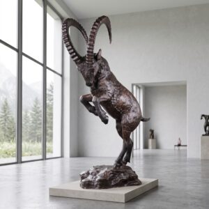 Skulptur Dekoration Steinbock Bronze 1,70 m