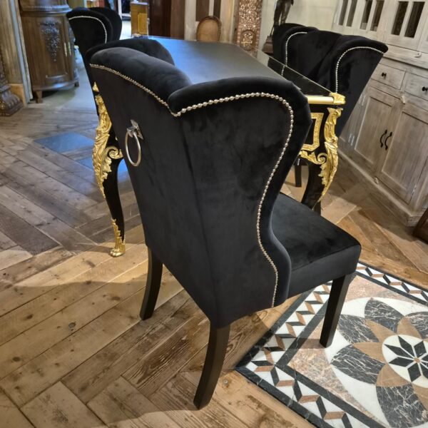 Esszimmerstuhl Stuhl Ohrenbackenstuhl Chesterfield Schwarz – Bild 6